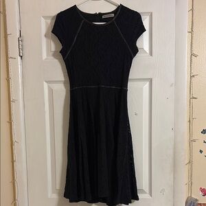 Kids Simple Floral Black Lace Dress